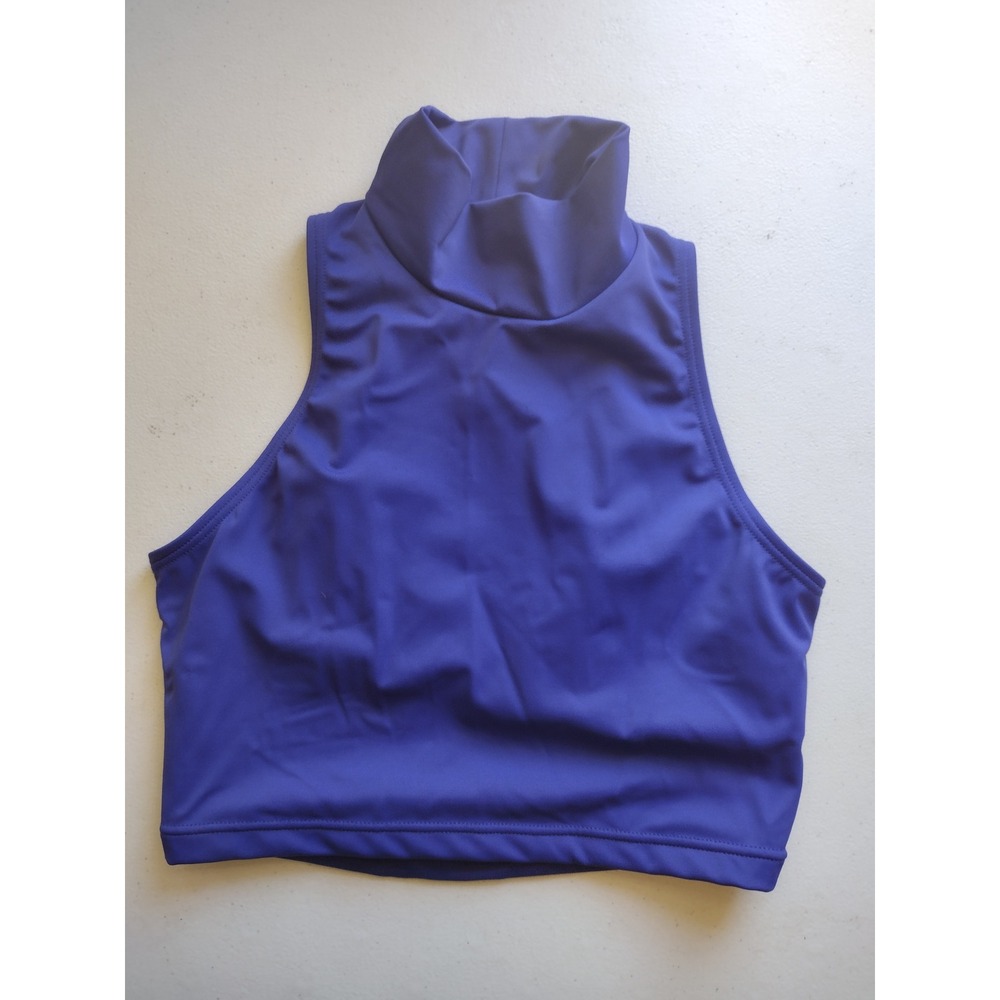 Balera Girls Purple Mock Neck Crisscross Back Dance Crop Top Size LC